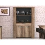 BUFFET 2 PORTES 1 TIROIR 2 NICHES - CHÊNE AUTHENTIQUE ET NOIR – Image 2