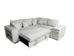 CANAPÉ D'ANGLE DROIT AVEC 2 POUFS ET 2 TABLETTES - BEIGE – Image 3