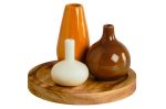 SET DE 3 VASES DÉCORATIFS SUR PLATEAU BOIS – Image 2