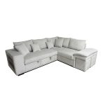 CANAPÉ D'ANGLE DROIT AVEC 2 POUFS ET 2 TABLETTES - BEIGE – Image 2