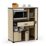 BUFFET DE CUISINE 3 PORTES + 1 TIROIR - CHÊNE ET NOIR – Image 2