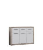 ENFILADE 3 PORTES + 3 TIROIRS - CHÊNE ET BLANC – Image 2