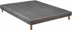 SOMMIER TAPISSIER 140 X 190 CM + PIEDS EN BOIS - GRIS – Image 2