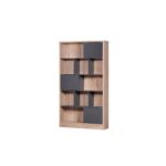 BIBLIOTHEQUE 3 PORTES / 9 NICHES  - CHENE GRIS FONCE – Image 2