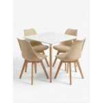 TABLE BLANC CARRE + 4 CHAISES BEIGE - SCANDINAVE – Image 2