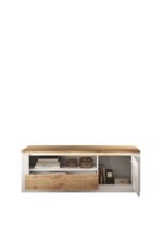 MEUBLE TV 1 PORTE + 1 TIROIR + 1 NICHE - BLANC ET CHÊNE – Image 3