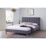 LIT 160 X 200 CM EN TISSU AVEC SOMMIER - GRIS – Image 2