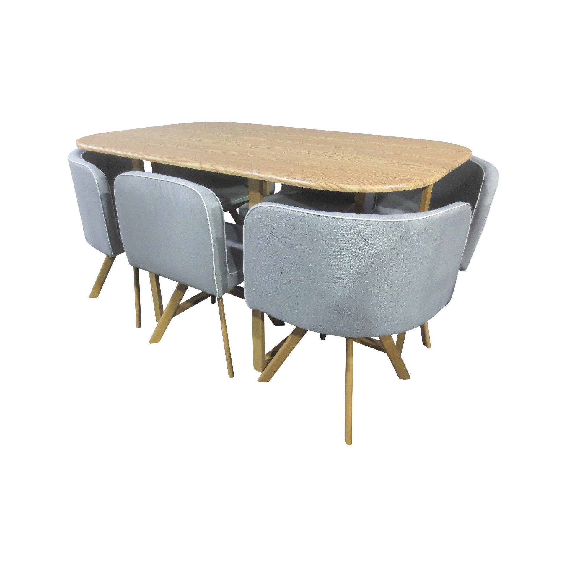 PACK TABLE + 6 FAUTEUILS – GRIS CLAIR