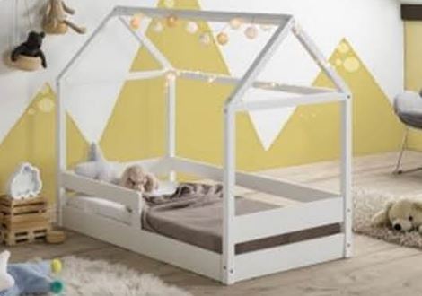 Lit cabane 90 x 190 cm avec sommier – Blanc