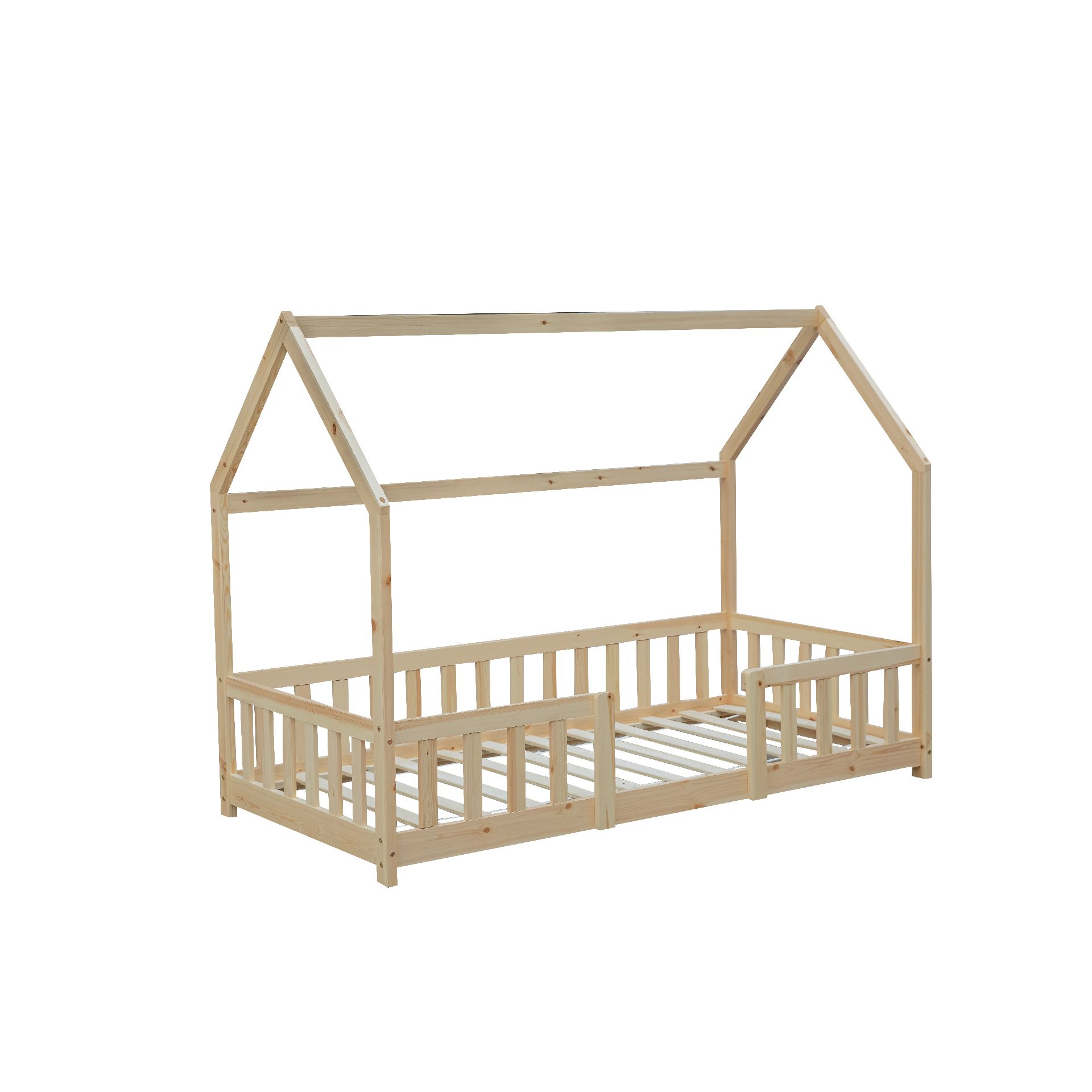 LIT CABANE 90 X 190 CM AVEC SOMMIER –  NATUREL