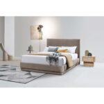 LIT 160 X 200 CM AVEC SOMMIER - TAUPE ( SANS MATELAS ) – Image 2