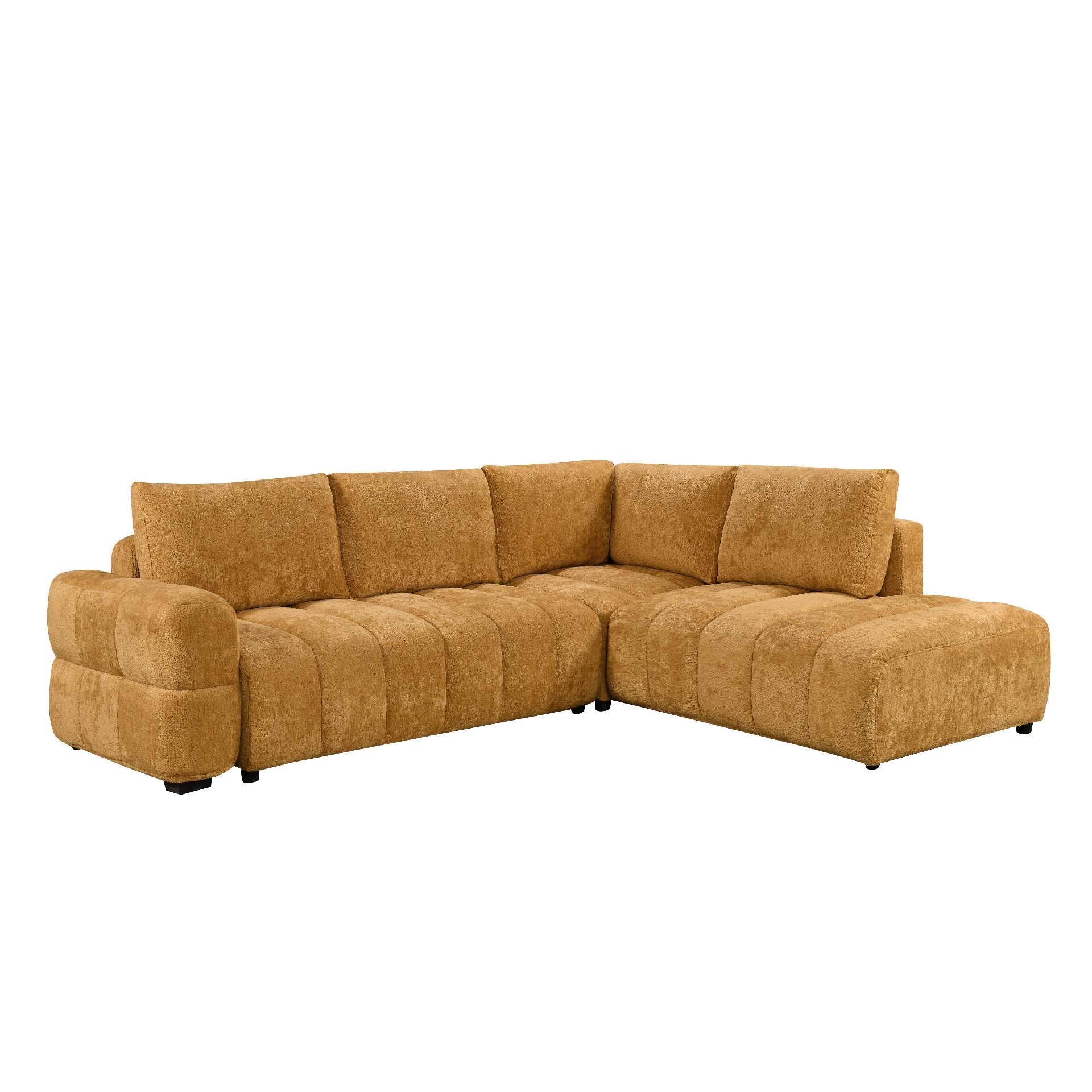 Canapé d’angle droit convertible en tissu – gold