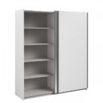 ARMOIRE 2 PORTES COULISSANTES AVEC MIROIR 148 CM  - BLANC – Image 3
