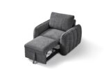 FAUTEUIL CONVERTIBLE EN TISSU - GRIS FONCÉ – Image 4