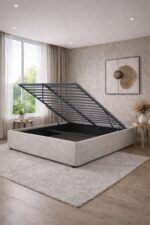 LIT COFFRE 160 X 200 CM - GRIS