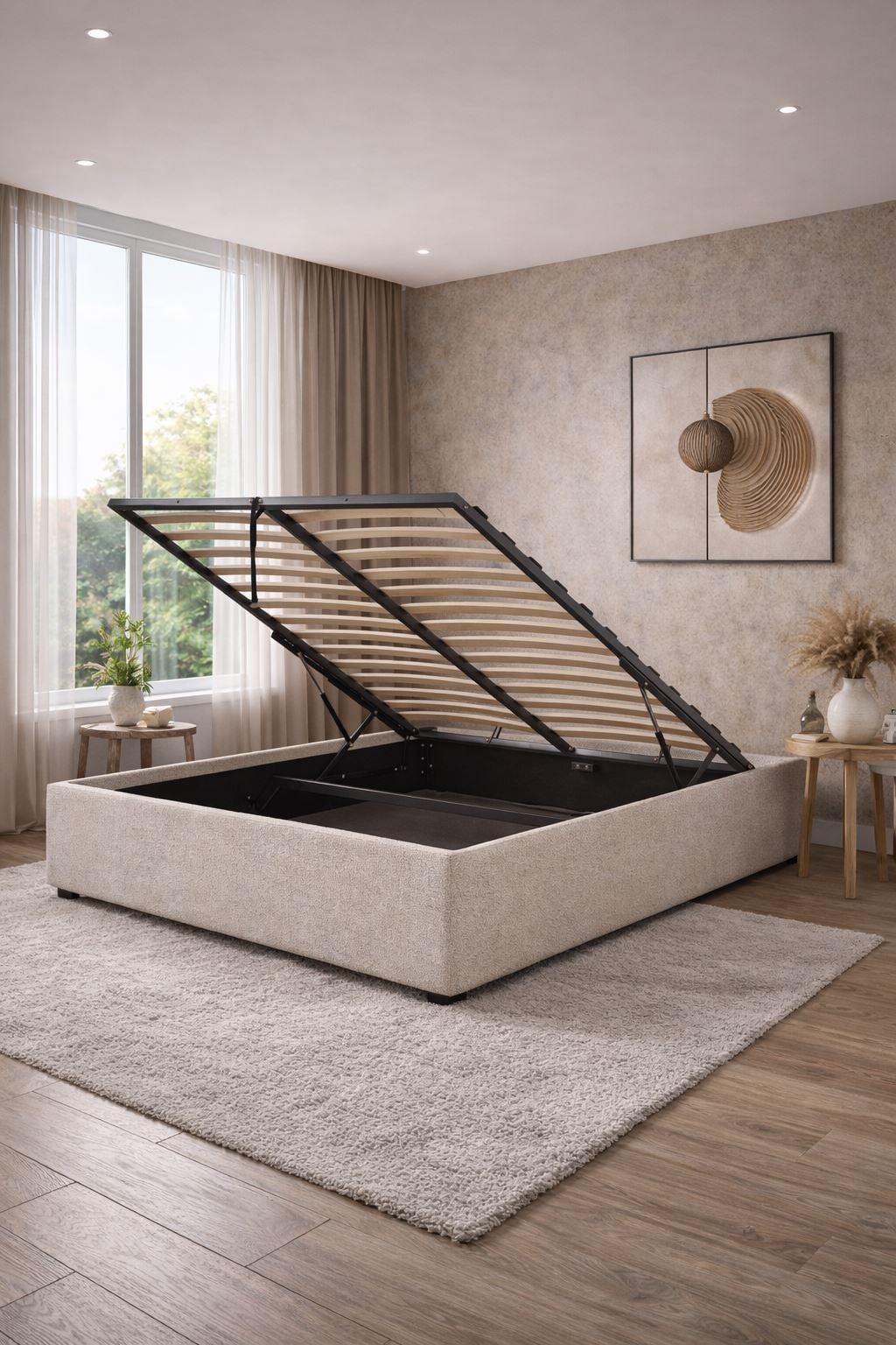 LIT COFFRE 140 X 190 CM - BEIGE – Image 2