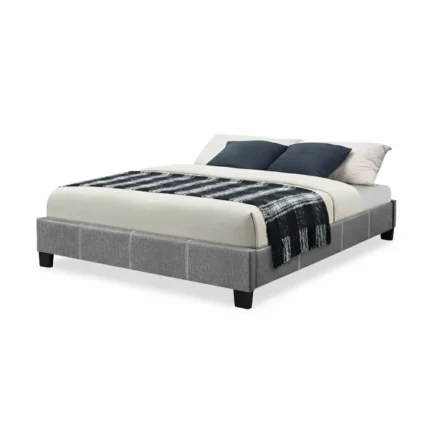 LIT 160 X 200 CM EN TISSU AVEC SOMMIER - GRIS