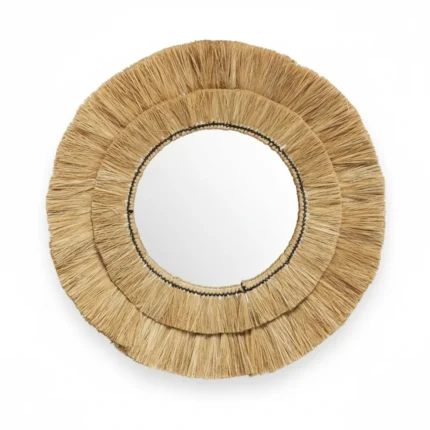 MIROIR ROND BEIGE - FER
