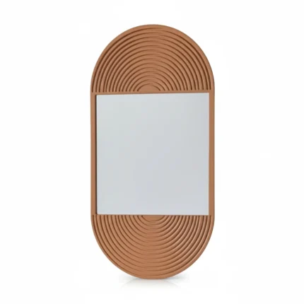 MIROIR OVALE EN BOIS - CARAMEL