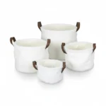LOT DE 3 PANIERS BLANC -AVEC POIGNÉE