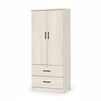 ARMOIRE 2 PORTES + 2 TIROIRS - CHÊNE CLAIR