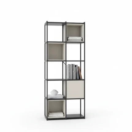 ETAGERE 5 NIVEAUX AVEC LES CASIERS - NOIR ET CREME
