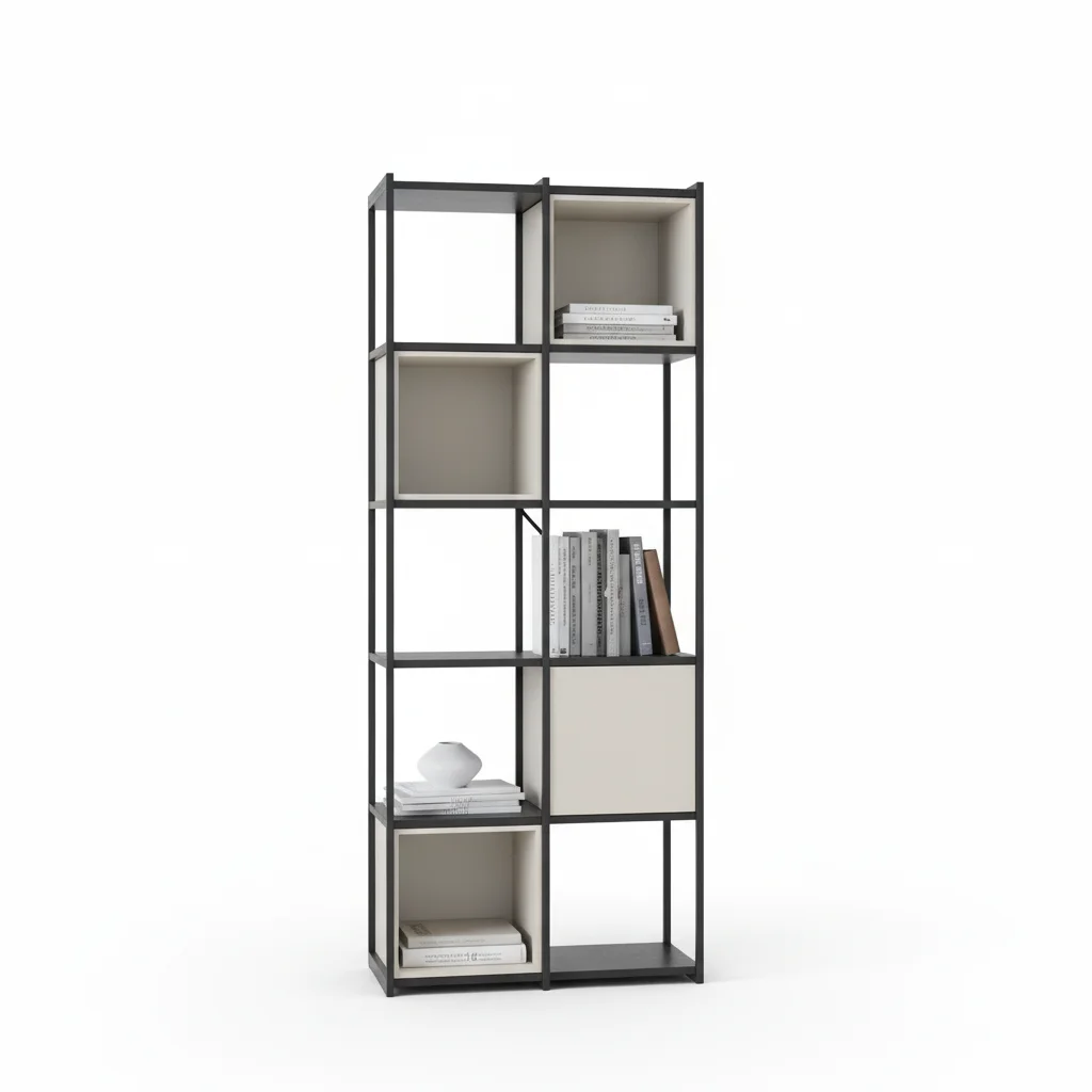 ai-product-image-141677-1767479769 ETAGERE 5 NIVEAUX AVEC LES CASIERS - NOIR ET CREME – Image 1