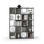 ETAGERE INSDUSTRIEL AVEC CASIERS -  NOIR ET CREME