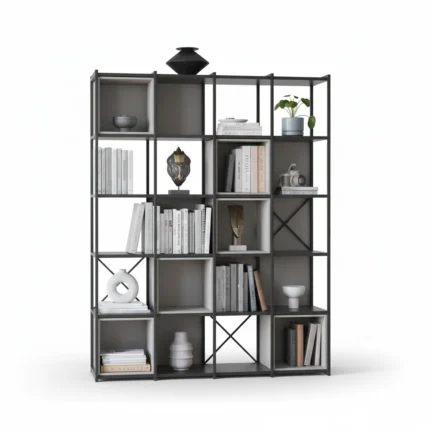 ETAGERE INSDUSTRIEL AVEC CASIERS -  NOIR ET CREME