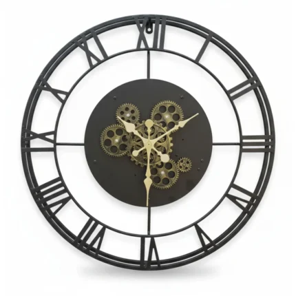 HORLOGE MURALE À ENGRENAGES - NOIR ET OR