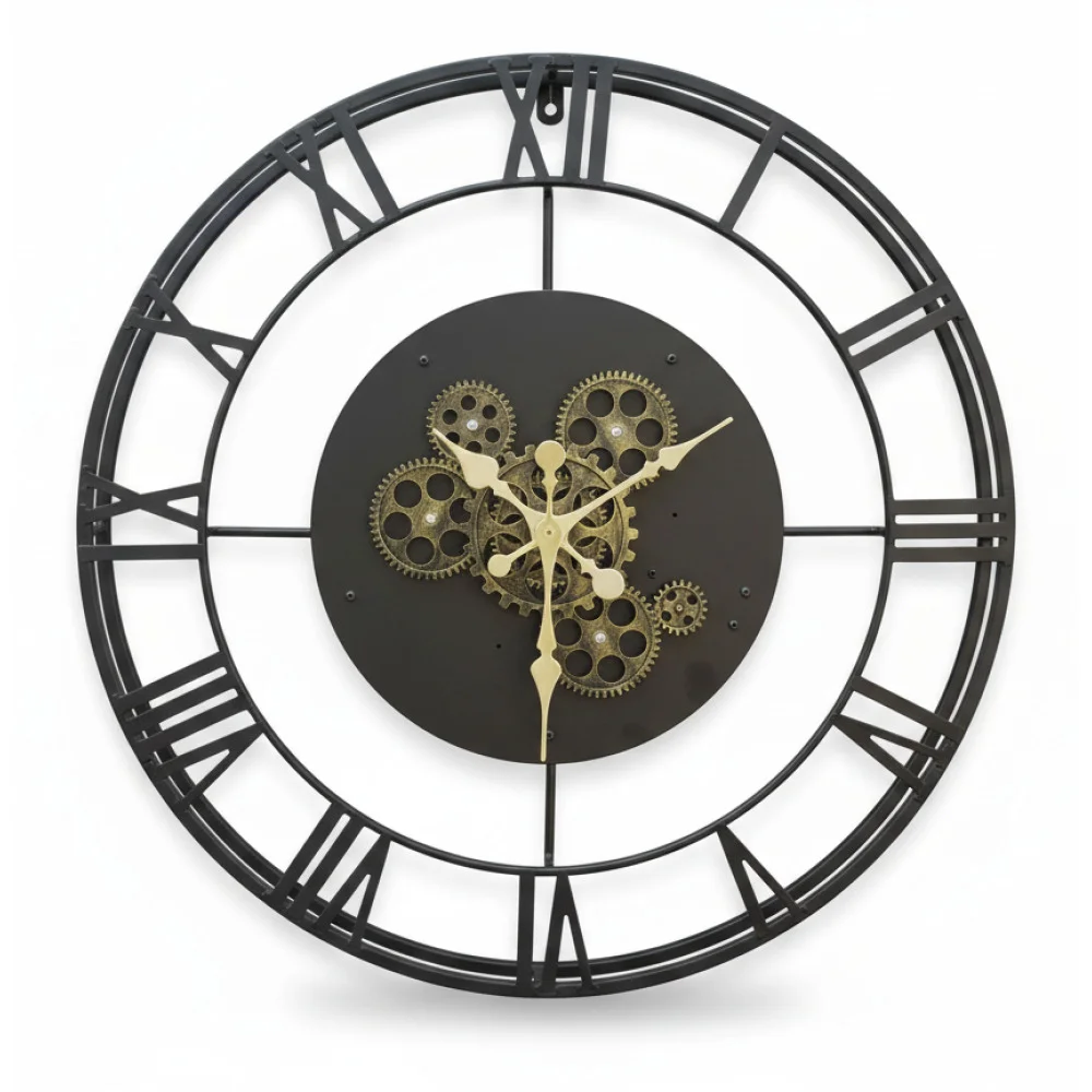 ai-product-image-142865-1768474307 HORLOGE MURALE À ENGRENAGES - NOIR ET OR – Image 1