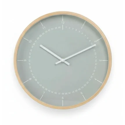 HORLOGE MURALE - VERT ET BOIS CLAIR