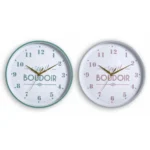 HORLOGE MURALE - VERT ET ROSE