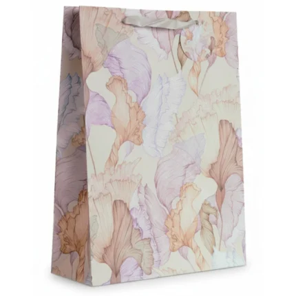 SAC CADEAU TAILLE L - MOTIF FLORAL PASTEL ROSÉ