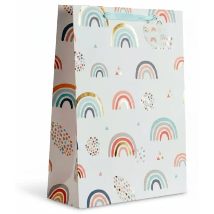 SAC CADEAU TAILLE L - MOTIF ARC-EN-CIEL COLORÉ