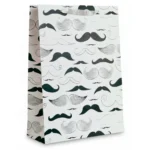 SAC CADEAU TAILLE L - MOTIF MOUSTACHES NOIR ET BLANC