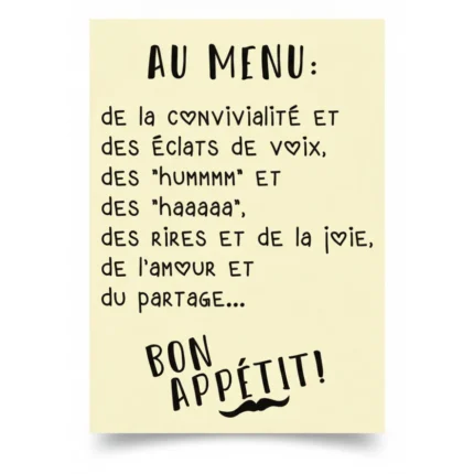 TABLEAU DÉCORATIF AU MENU