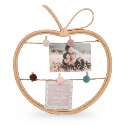 PORTE-PHOTOS POMME AVEC PINCES - BOIS NATUREL