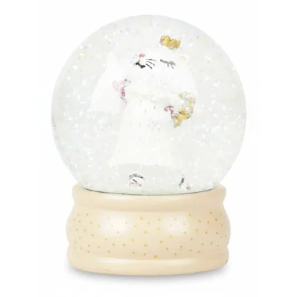 BOULE À NEIGE FIGURINE CHAT PRINCESSE – COLORIS BLANC ET DORÉ