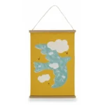 TAPISSERIE MURALE OISEAU – JAUNE ET BLEU