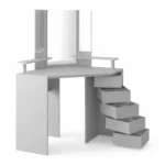 COIFFEUSE 5 TIROIRS + LEDS + MIROIR -  BLANC SANS TABOURET