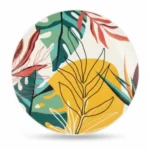 ASSIETTE FLORAL - VERT BLANC JAUNE ( MOYENNE )