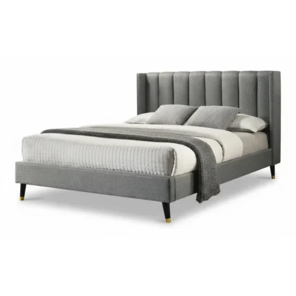 LIT TISSU 140 X 190 CM AVEC SOMMIER - GRIS