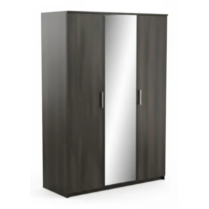 ARMOIRE 3 PORTES + 1 MIROIR - MARRON