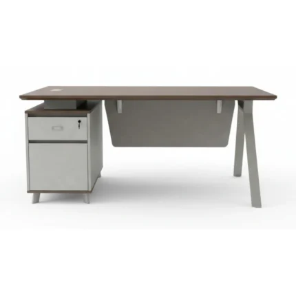 BUREAU 1 PORTE + 1 TIROIR - NOYER ET GRIS