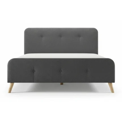 LIT 160 X 200 CM EN TISSU - GRIS FONCE (SOMMIER INCLUS)