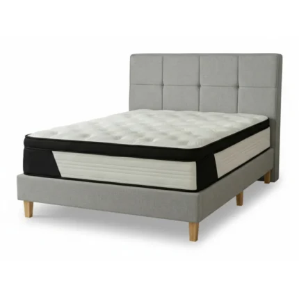 PACK MATELAS 160 X 200 CM +  LIT + PIEDS - GRIS CLAIR