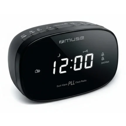 RADIO RÉVEIL FM/PLL DOUBLE ALARME 20 STATIONS PRÉRÉGLÉES - NOIR - MUSE