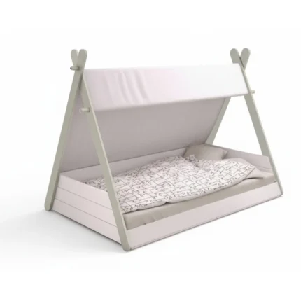LIT CABANE 90X200 + SOMMIER -BLANC