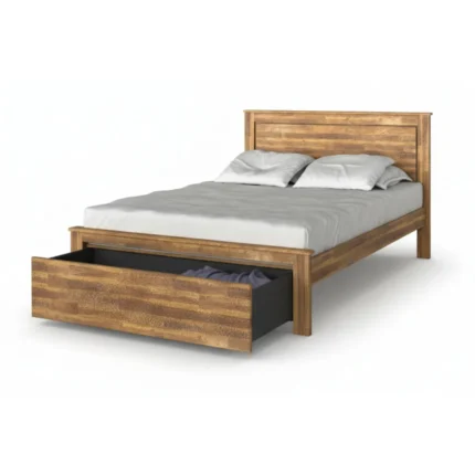 LIT 160 X 200 CM + TIROIR DE RANGEMENT - ACACIA